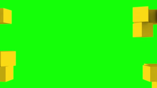 Cubes jaunes assemblent sur fond vert 