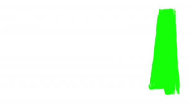白のペイントブラシの垂直クロマキーグリーンストローク — ストック動画