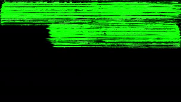 Пензлі фарби в зеленому чорнилі на чорному — стокове відео