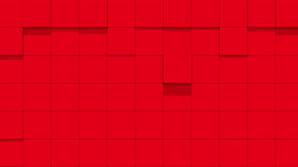 Parede vermelha de cubos desmorona — Vídeo de Stock