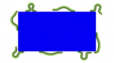 Mavi dikdörtgen üzerinde Tırtıllar, döngü 3d animasyon