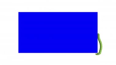 Caterpillar mavi dikdörtgen üzerinde, döngü 3d animasyon