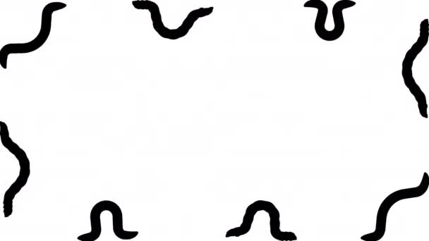 Силуэты гусениц и червей, бесшовная анимация цикла — стоковое видео