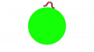 Solucan yeşil daire üzerinde, döngü 3d animasyon