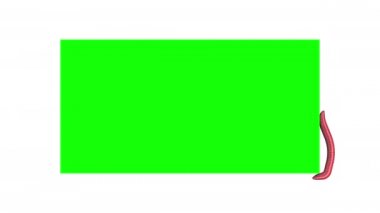 Solucan yeşil dikdörtgen üzerinde, döngü 3d animasyon