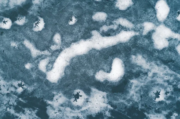 Yukarıdan Donmuş Göl Üzerinde Görüntülemek Için Yakın Çekim Buz Doku — Stok fotoğraf