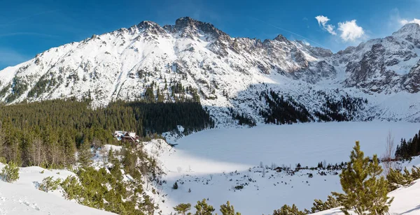Paisagem Inverno Com Montanhas Tatra Tomadas Lago Morskie Oko Parque — Fotografia de Stock
