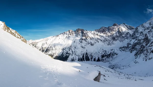 Paysage Hivernal Avec Les Montagnes Tatra Prises Lac Morskie Oko — Photo
