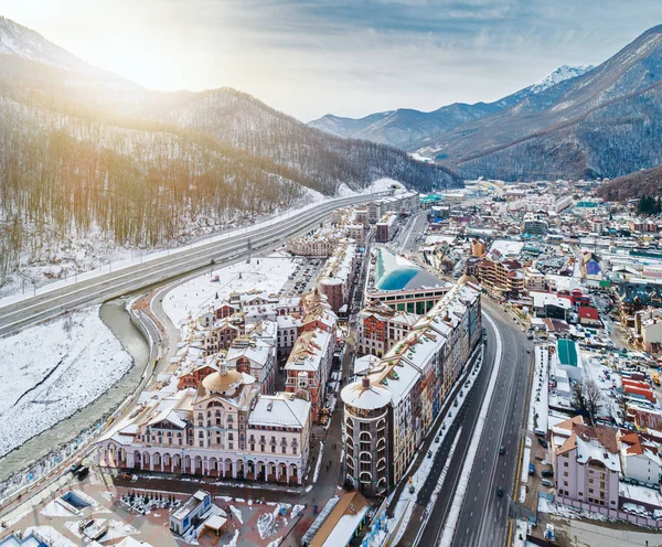 Station de ski Estosadok in valley at winter — Photo