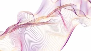 Elegant, wavy surface made of fine gradient lines, flowing from purple to orange on a white background. Looping animation.