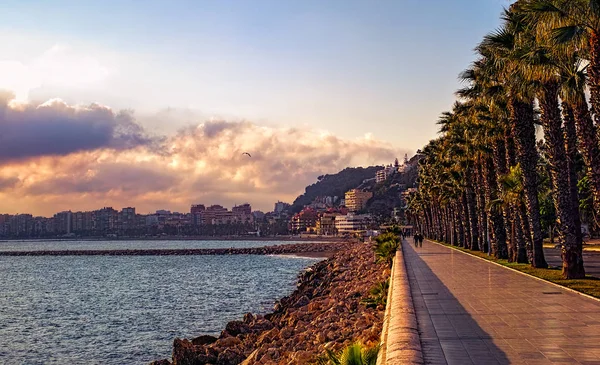Passeggiata Vicino Alla Spiaggia Malagueta Città Malaga Spagna — Foto Stock