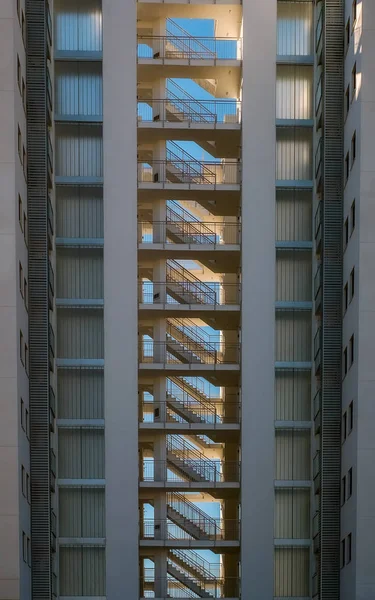 high-rise building with stairs