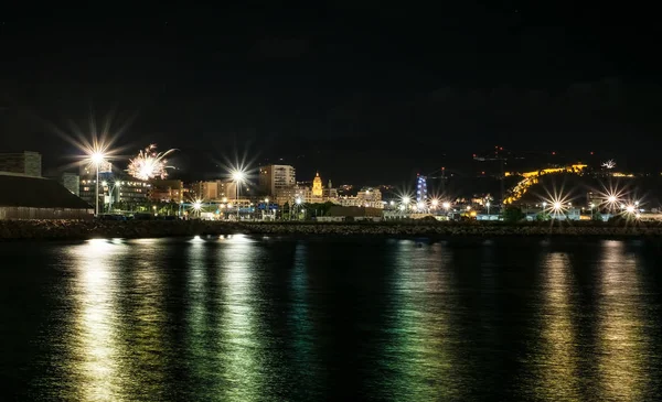 City Nigh Firewrks — Stock Photo, Image