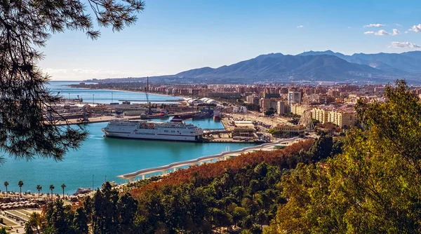 Málaga Ciudad Vista Puerto — Foto de Stock