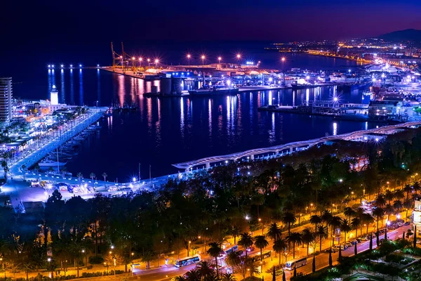 Porto Cidade Málaga Noite Costa Del Sol Espanha — Fotografia de Stock