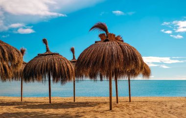 Hasır plaj şemsiyeleri, görünümü Kapat