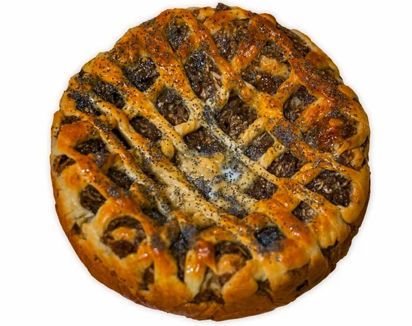 Lahodný Domácí jablečný koláč se mřížovým koláčem pokrytou — Stock fotografie