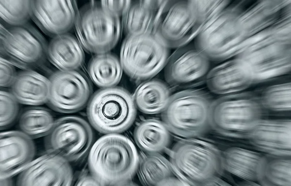 Použité jednorázové odpadní baterie, rozmazání pohybu — Stock fotografie