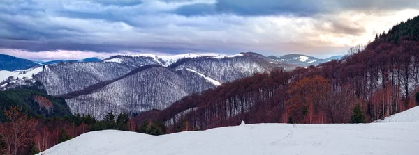 Panorama de invierno con nubes oscuras — Foto de Stock