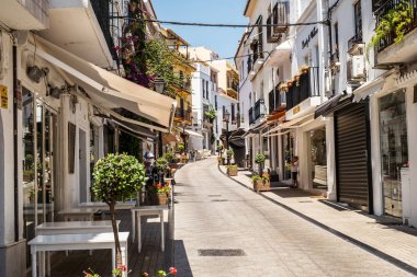 Typical old town street in Marbella, Costa del Sol, Andalusia, S clipart