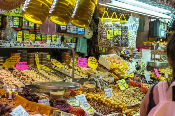 Spanish specialities at the market in Malaga