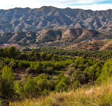 Montes de Malaga, Endülüs, İspanya panoramik manzarası