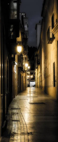 Lampione notturno a Malaga, Spagna — Foto Stock