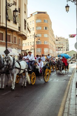 Feria de Malaga'da atlılar ve at arabaları
