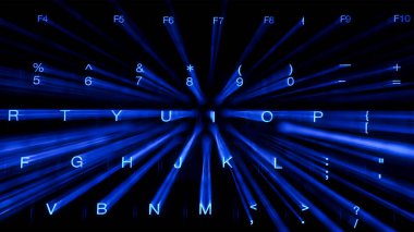 Uzaklaştırma efektli mavi arka plan klavyesi