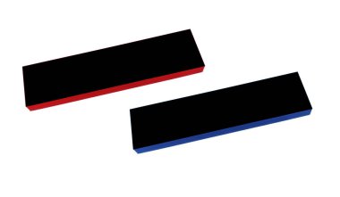 Beyaz arkaplanda kırmızı ve mavi bir kutu.