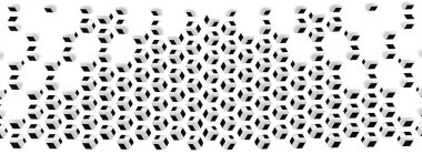 Duvarda soyut altıgen metalik şekil