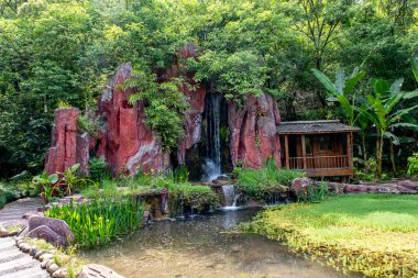 Chongqing, China - May 02, 2025 Chongqing Garden Expo Park is a thoughtfully designed combination of ecological restoration, cultural exhibit, and horticultural artistry, Yubei District Longjing Lake