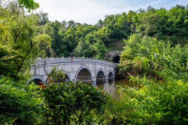 Chongqing, China - May 02, 2025 Chongqing Garden Expo Park is a thoughtfully designed combination of ecological restoration, cultural exhibit, and horticultural artistry, Yubei District Longjing Lake