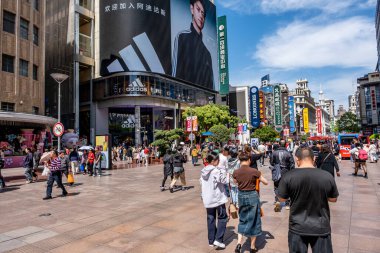 Shanghai, China - April 26 2025 Nanjing Road in Shanghai is a bustling No. 1 commercial street and a main shopping destination, world's longest shopping district with 1M visitors daily