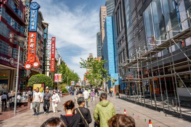 Shanghai, China - April 26 2025 Nanjing Road in Shanghai is a bustling No. 1 commercial street and a main shopping destination, world's longest shopping district with 1M visitors daily