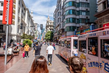 Shanghai, China - April 26 2025 Nanjing Road in Shanghai is a bustling No. 1 commercial street and a main shopping destination, world's longest shopping district with 1M visitors daily