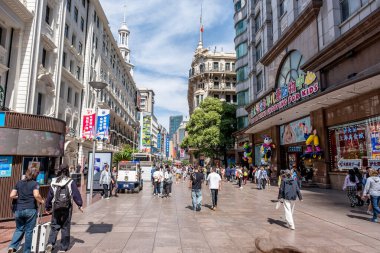 Shanghai, China - April 26 2025 Nanjing Road in Shanghai is a bustling No. 1 commercial street and a main shopping destination, world's longest shopping district with 1M visitors daily