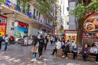 Shanghai, China - April 26 2025 Nanjing Road in Shanghai is a bustling No. 1 commercial street and a main shopping destination, world's longest shopping district with 1M visitors daily