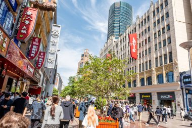 Shanghai, China - April 26 2025 Nanjing Road in Shanghai is a bustling No. 1 commercial street and a main shopping destination, world's longest shopping district with 1M visitors daily
