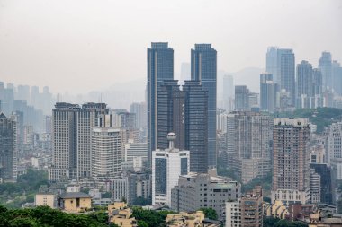 Chongqing, China - May 07, 2025 View from the rooftop of tall buildings in the Chongqing city, Chongqing is a giant city in southwestern China, founded at the confluence of the Yangtze and Jialingjiang rivers, China