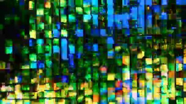 Wind Driven Shimmer Wall, Square metal reflectors shining, Surreality abstract motion graphics, vertigo hallucinations induced by stroboscopic flicker