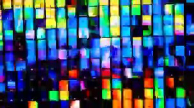 Wind Driven Shimmer Wall, Square metal reflectors shining, Surreality abstract motion graphics, vertigo hallucinations induced by stroboscopic flicker