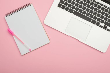 Dizüstü bilgisayar ve jotter Flatlay