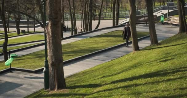 Bell'uomo che cammina al parco — Video Stock