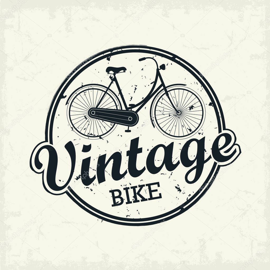 Vector illustration design of vintage bike logo in circle on background