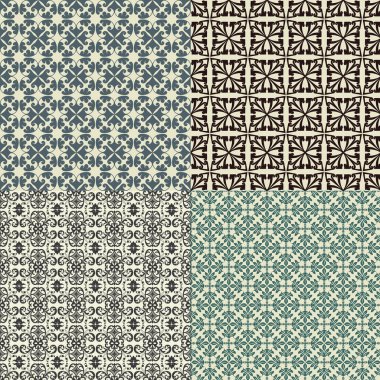 vektör çizim tasarım Dikişsiz desen arka plan Vintage ayarla