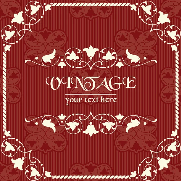 Fundo Vintage Vermelho Com Ornamento Floral Ilustração Vetorial —  Vetores de Stock