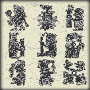 Maya, vektör çizim tarzı süsleme seti