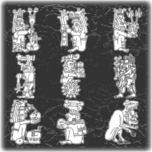 Set Ornament Style Maya Vector Illustration — Stock Vector