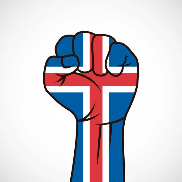 Puño Con Bandera Islandia Ilustración Vectorial Colorido — Vector de stock
